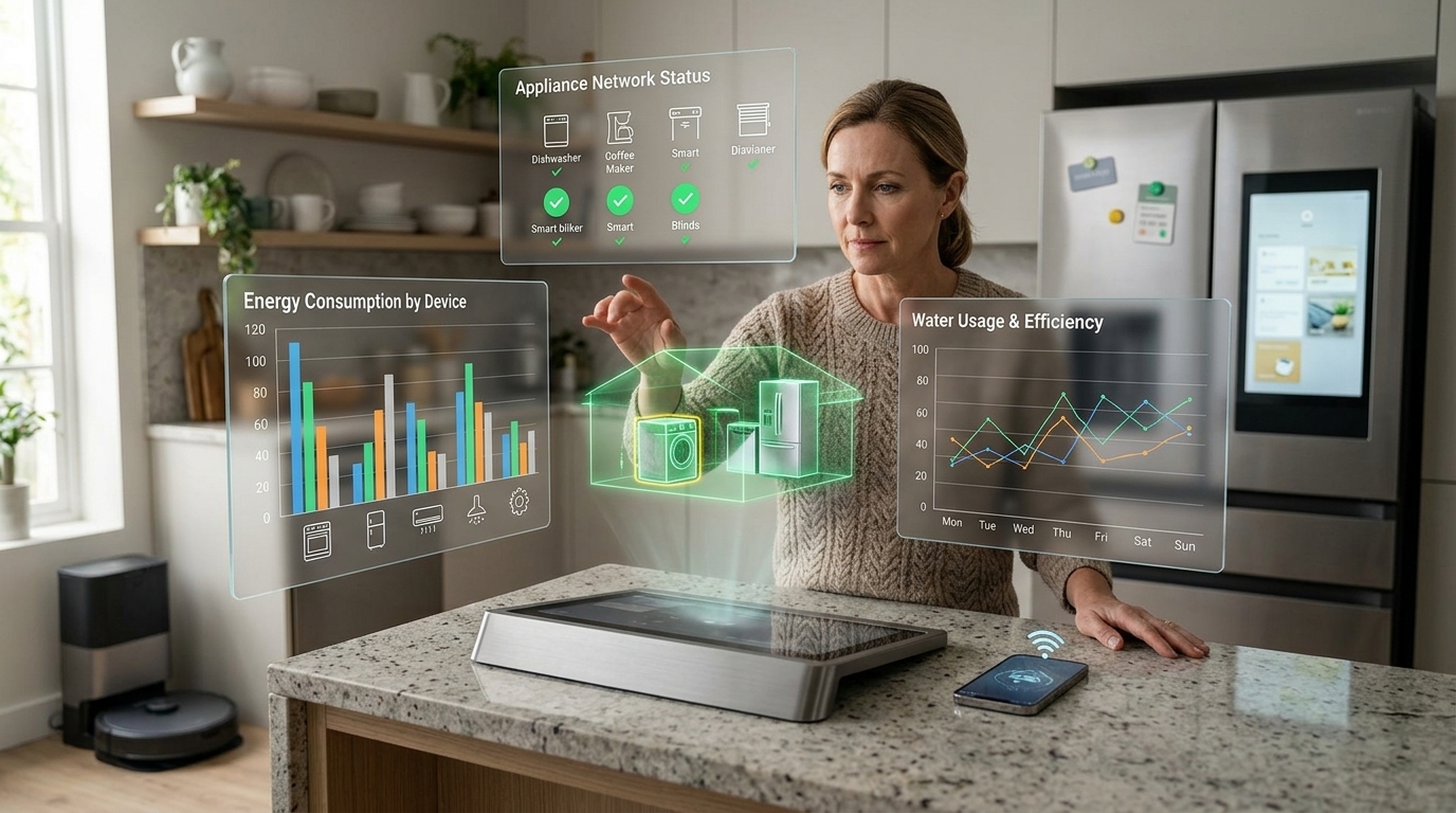 Connected appliances in a smart home using digital automation.