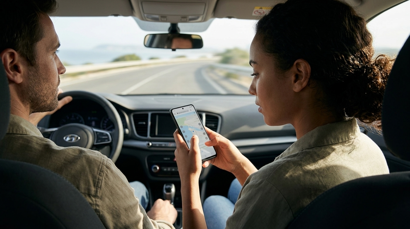 Android 17 Motion Assist feature showing moving dots on screen to prevent car sickness.