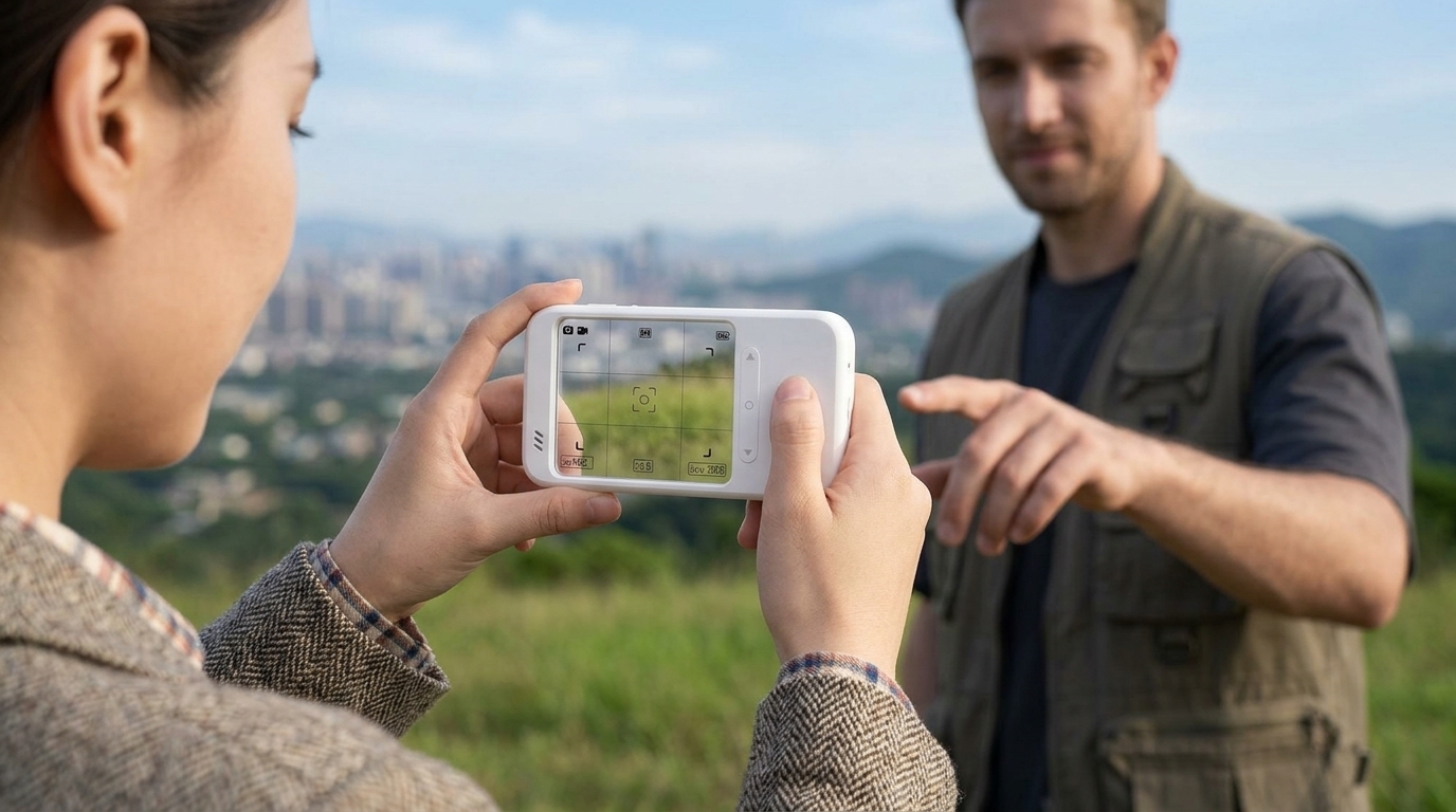The Godox C100 camera featuring an innovative transparent LCD screen.