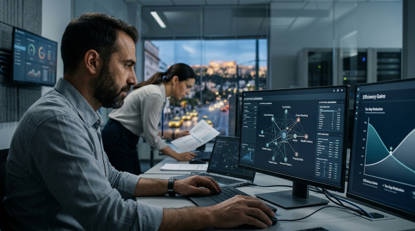 AADE Artificial Intelligence system for detecting tax evasion and analyzing financial data.