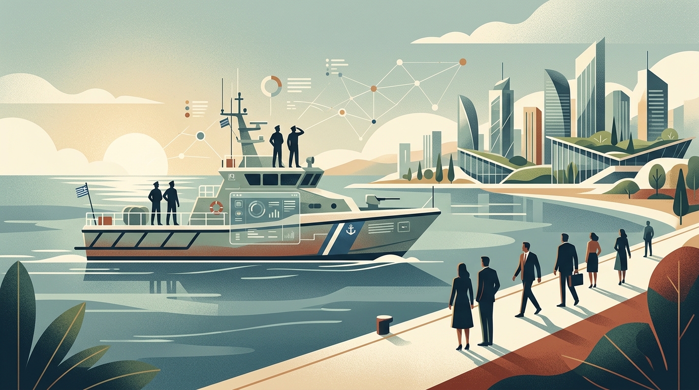 Modern high-tech equipment and personnel of the Hellenic Coast Guard.
