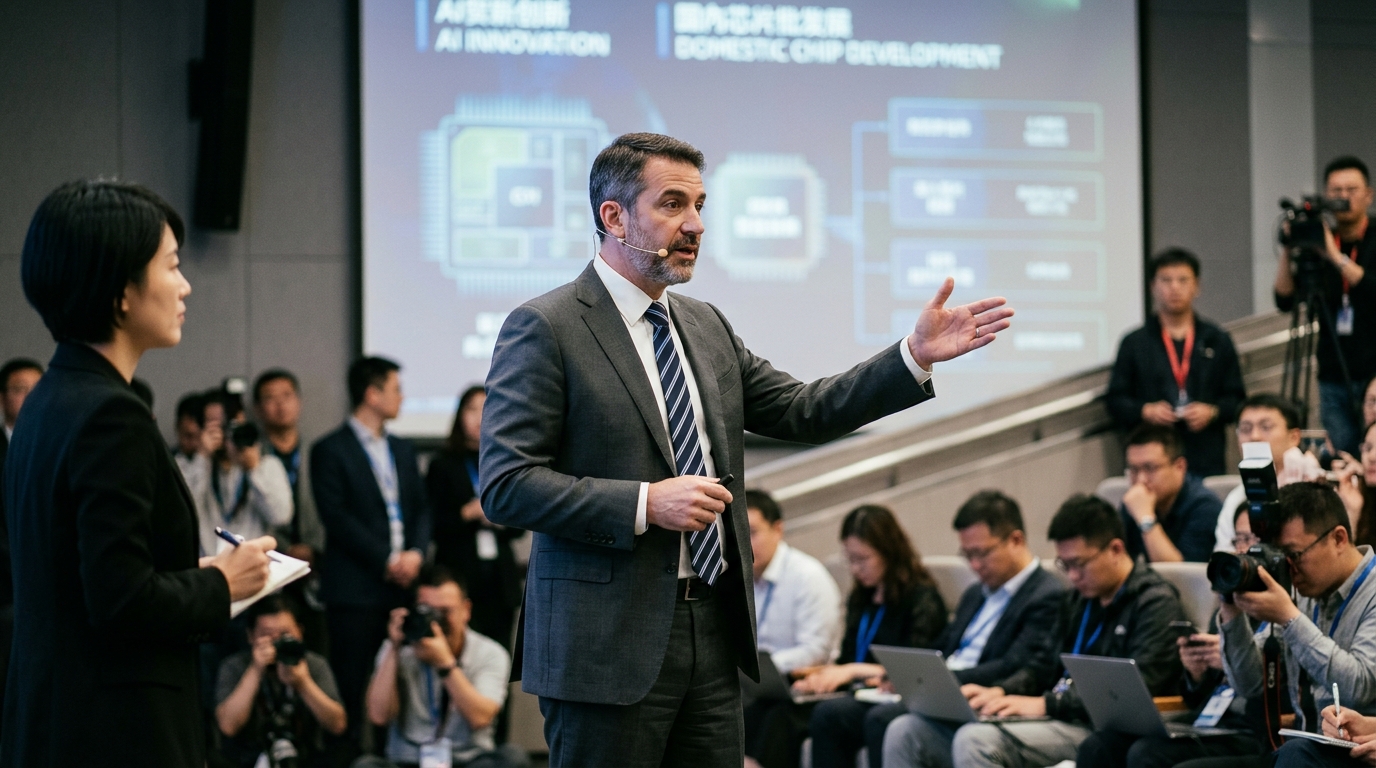 Επεξεργαστές τεχνητής νοημοσύνης της Huawei και της Nvidia σε φόντο τεχνολογικού κυκλώματος.