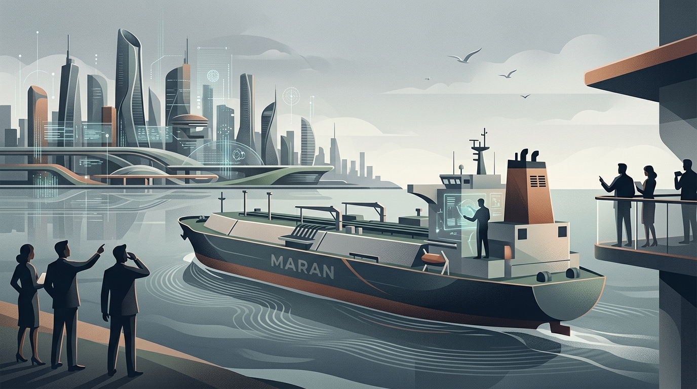 The new Maran Tankers LNG dual-fuel tanker during its launch in China.