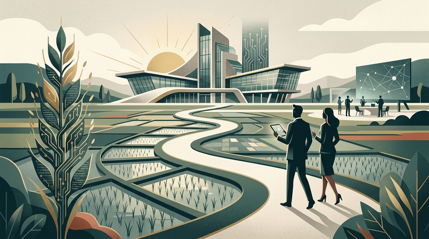 Ο Jack Ma και το λογότυπο της Alibaba σε φόντο τεχνητής νοημοσύνης.