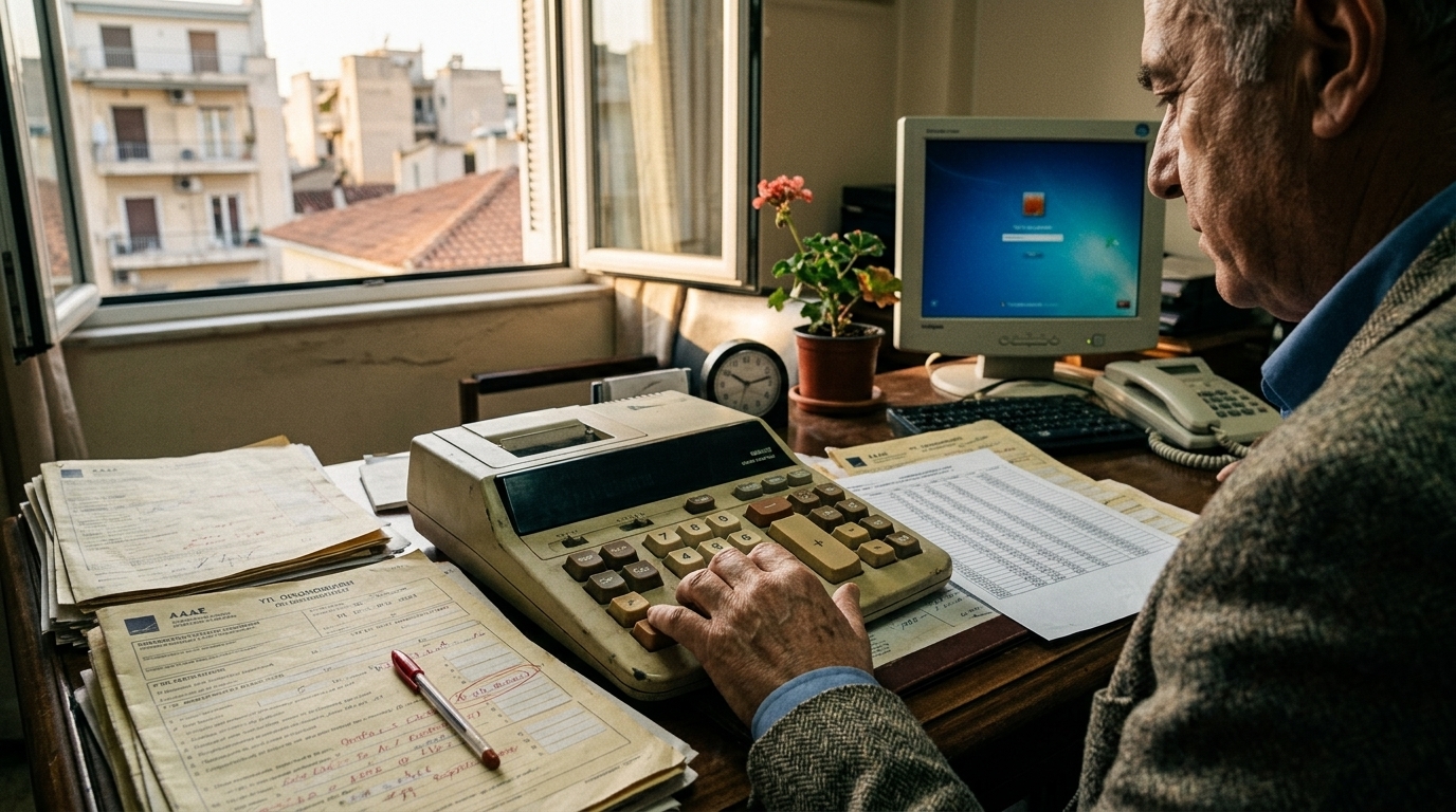 AADE digital interface for tracking and collecting overdue tax debts in Greece.