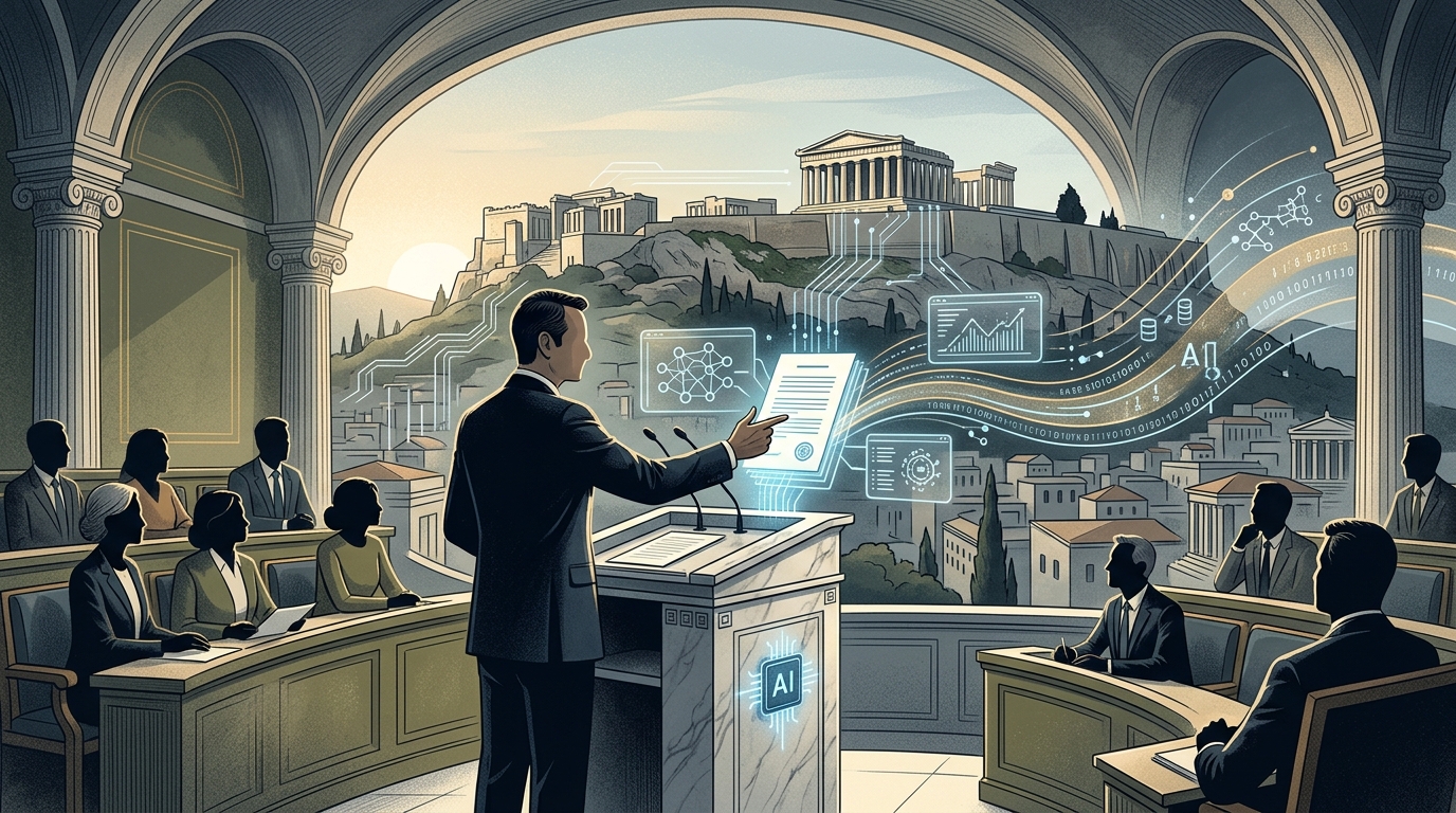 Ο Κυριάκος Μητσοτάκης παρουσιάζει το πλάνο για την Τεχνητή Νοημοσύνη στην Ελλάδα.