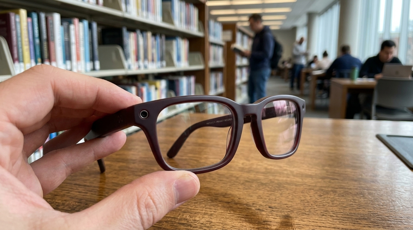 Meta smart glasses showing the LED recording indicator to ensure user privacy and transparency.