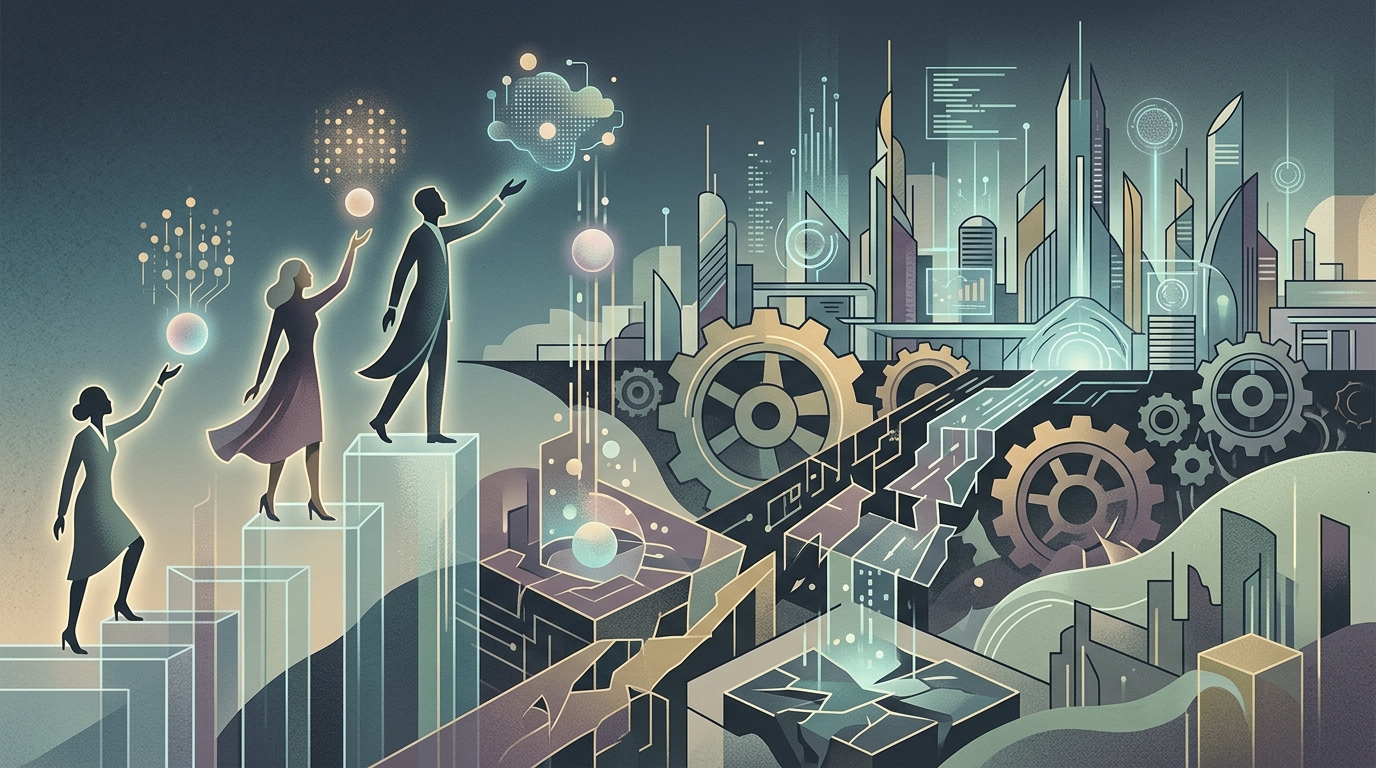 Digital representation of AI wealth and global philanthropy.