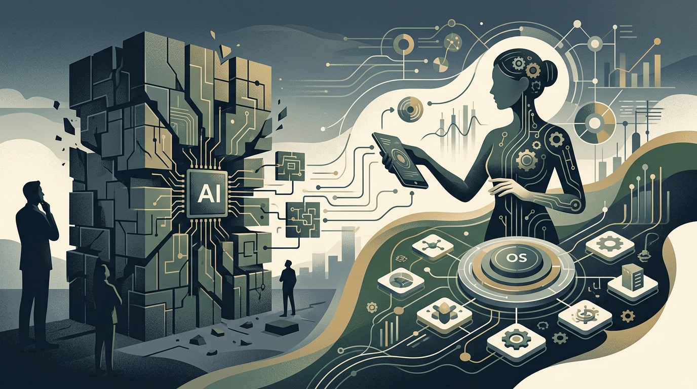 Conceptual diagram of an AI Operating System managing foundation models and infrastructure.