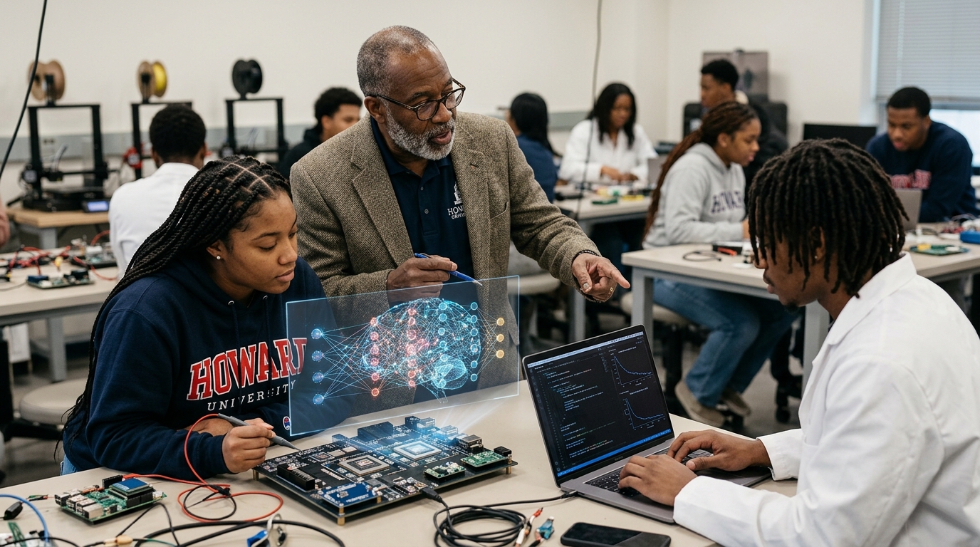 Φοιτητές μηχανικής στο Howard University εξασκούνται στην Τεχνητή Νοημοσύνη στο AI Tinkery.