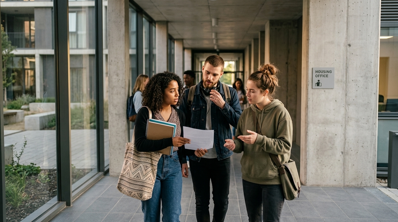 Modern student room and the student housing allowance application.