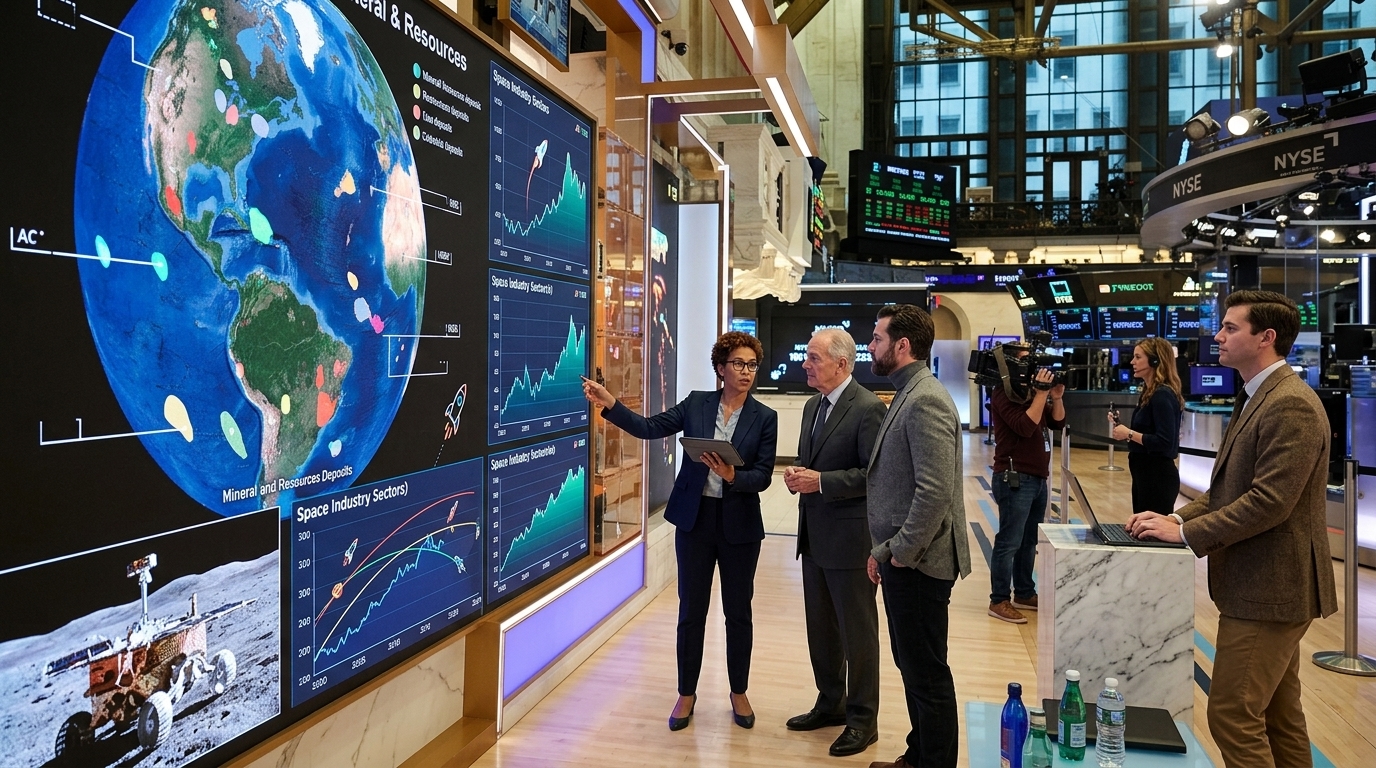 Satellite orbiting Earth representing the growing space economy and investments.