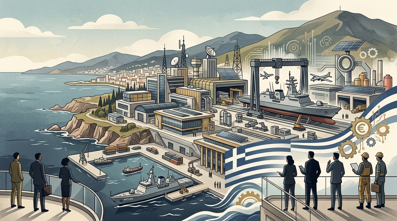 Modern METLEN defense industry facilities in Volos, Greece.