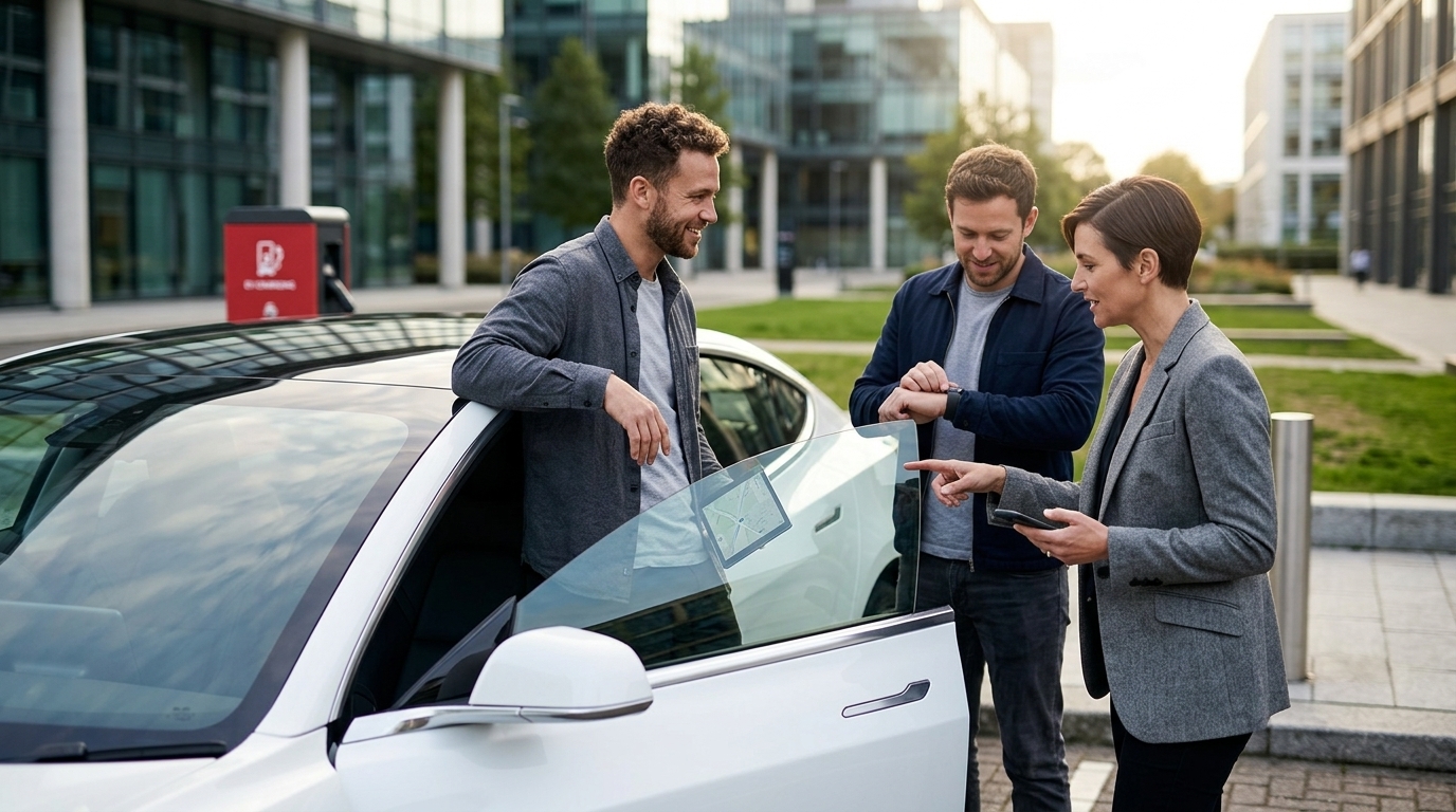 Modern Avis car fleet representing the usership revolution in sustainable mobility.