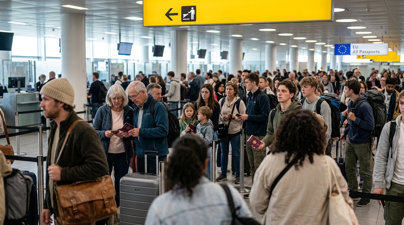 Το λογότυπο ETIAS σε ψηφιακό χάρτη της Ευρωπαϊκής Ένωσης.