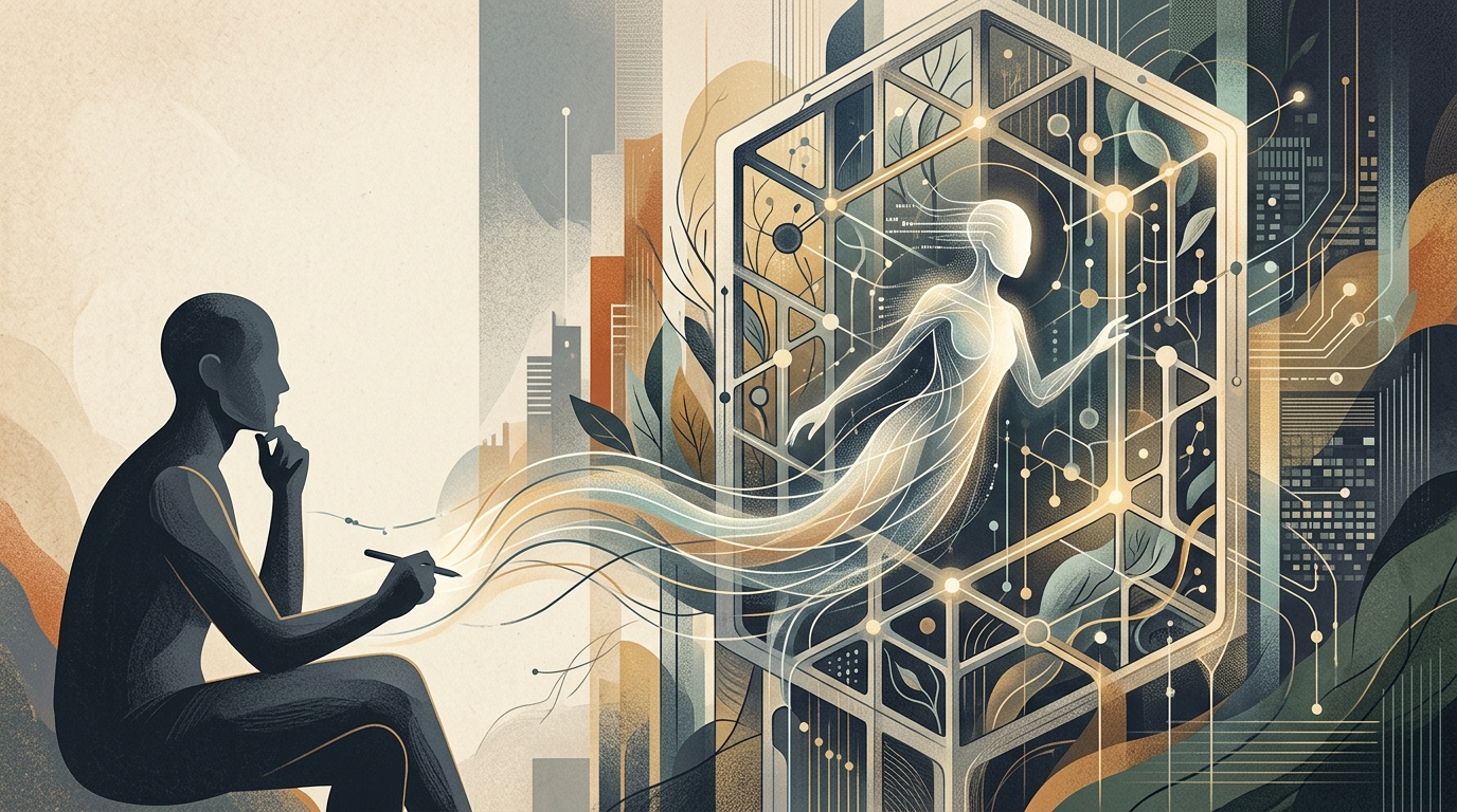 Conceptual illustration of Agentic AI and digital neural networks.