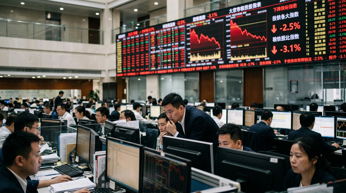 Stock market chart showing the decline of Chinese tech stocks into a bear market.