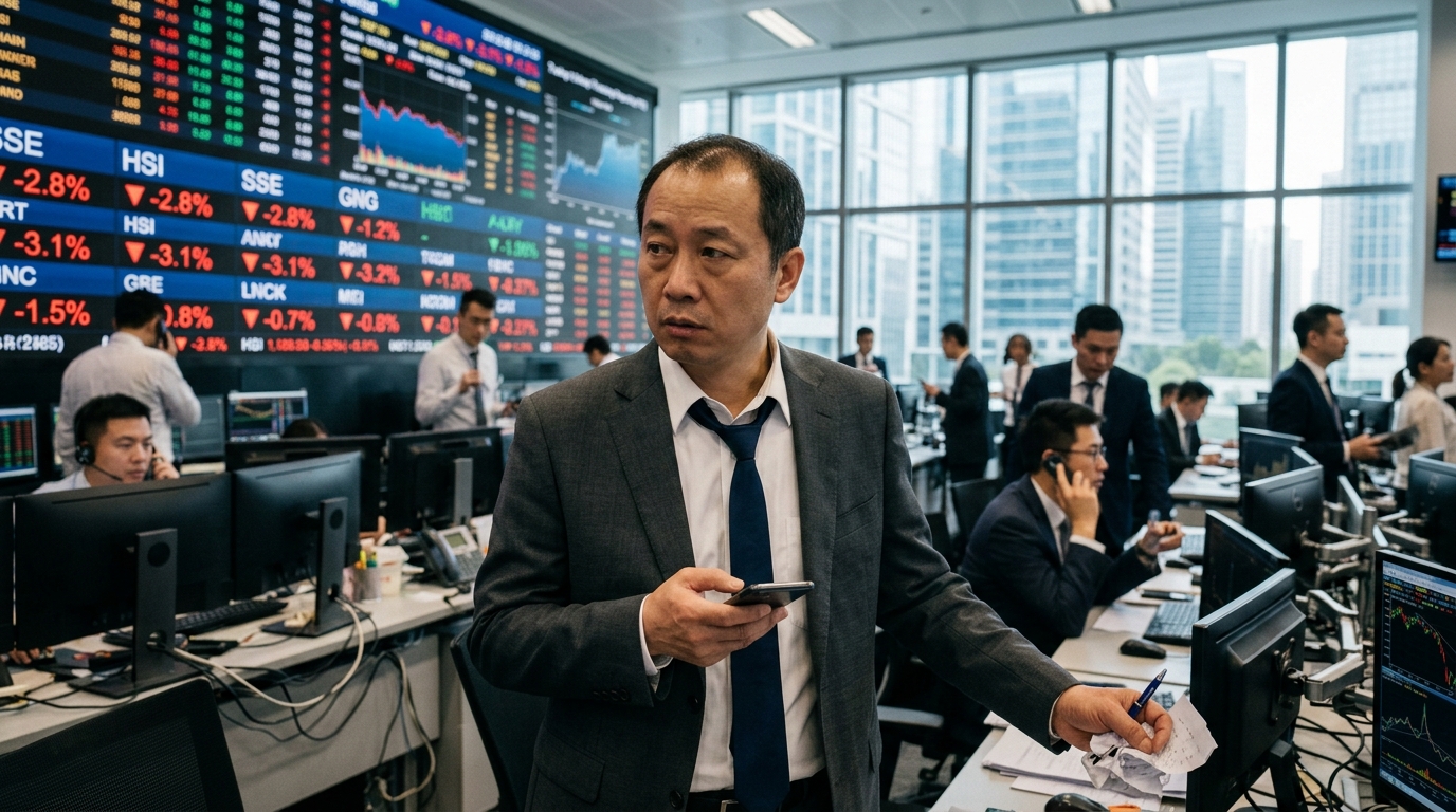 A financial chart illustrating the decline of Chinese AI stocks in the global market.