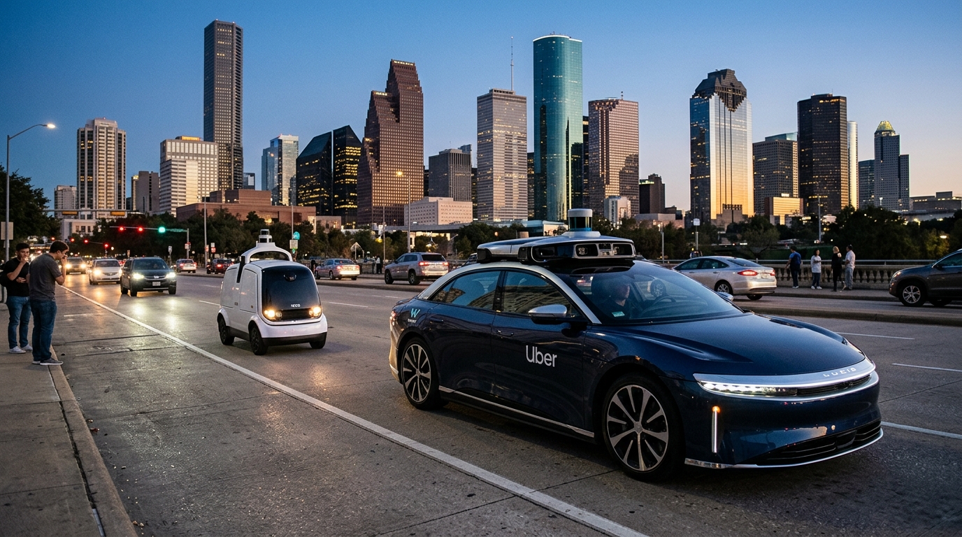 Αυτόνομο όχημα της Lucid για την υπηρεσία Uber Robotaxis στο Χιούστον.