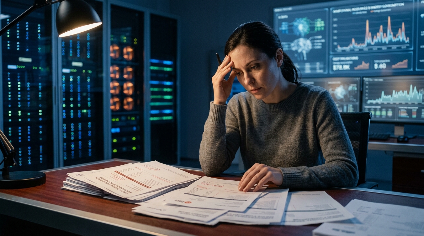 Modern data center servers highlighting the energy cost of artificial intelligence.