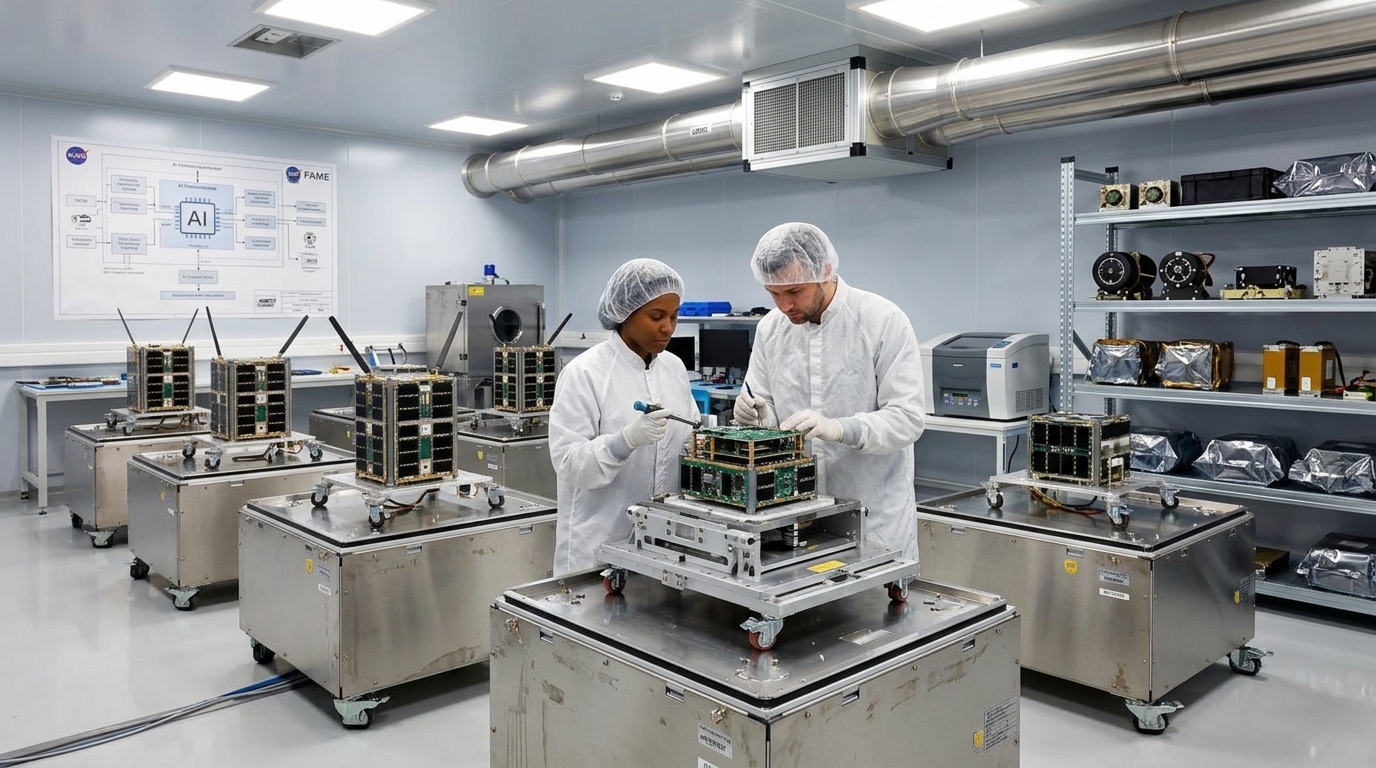 Open Cosmos smallsat in Earth orbit utilizing AI technology.
