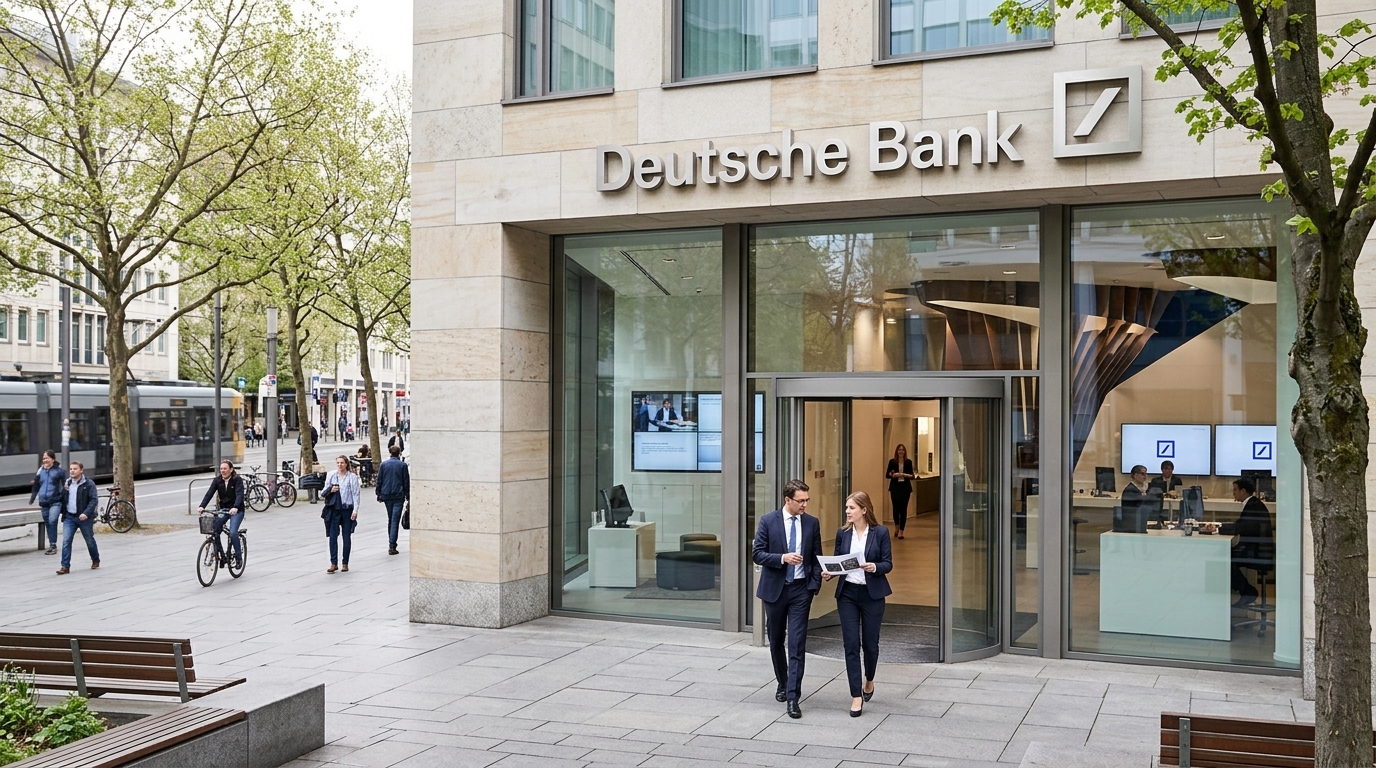Deutsche Bank headquarters in Frankfurt, representing financial growth.