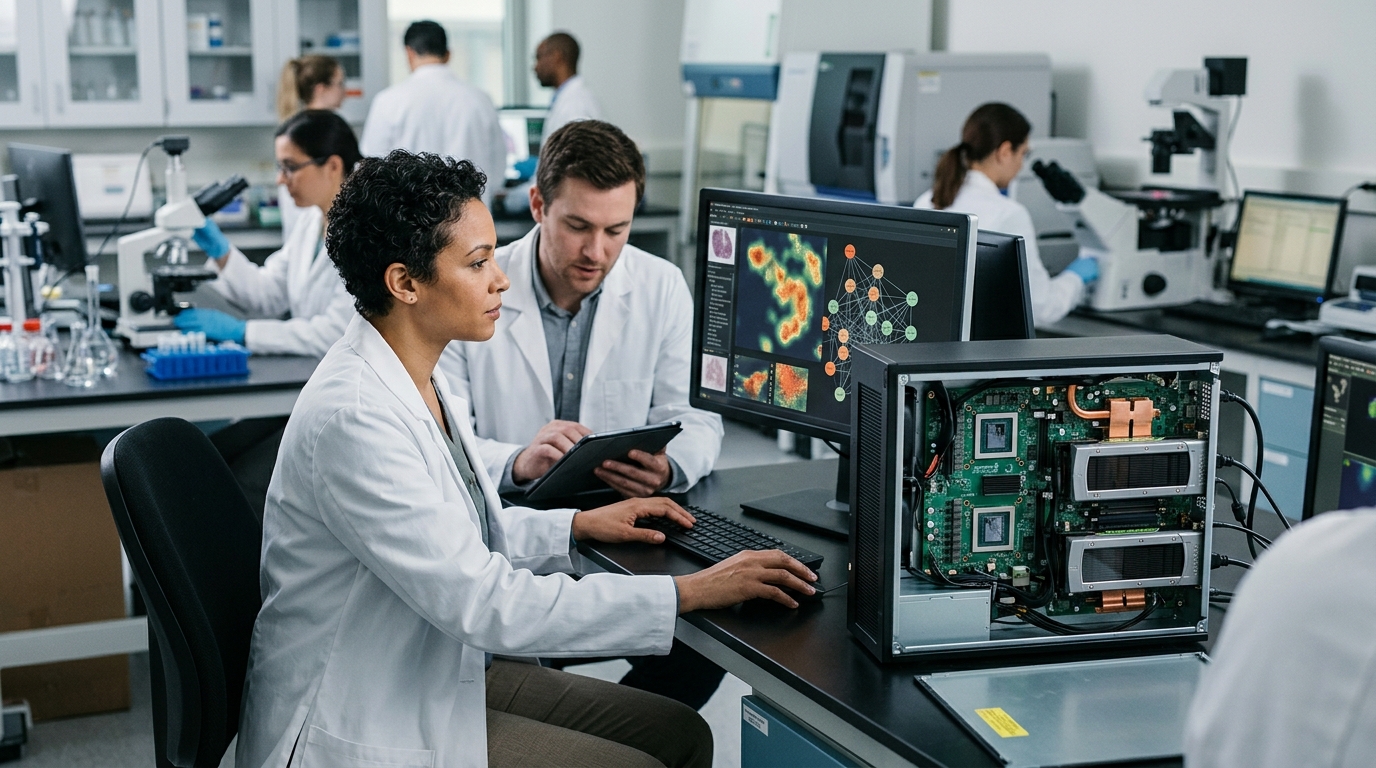 Medical imaging analysis using AI for early cancer detection.
