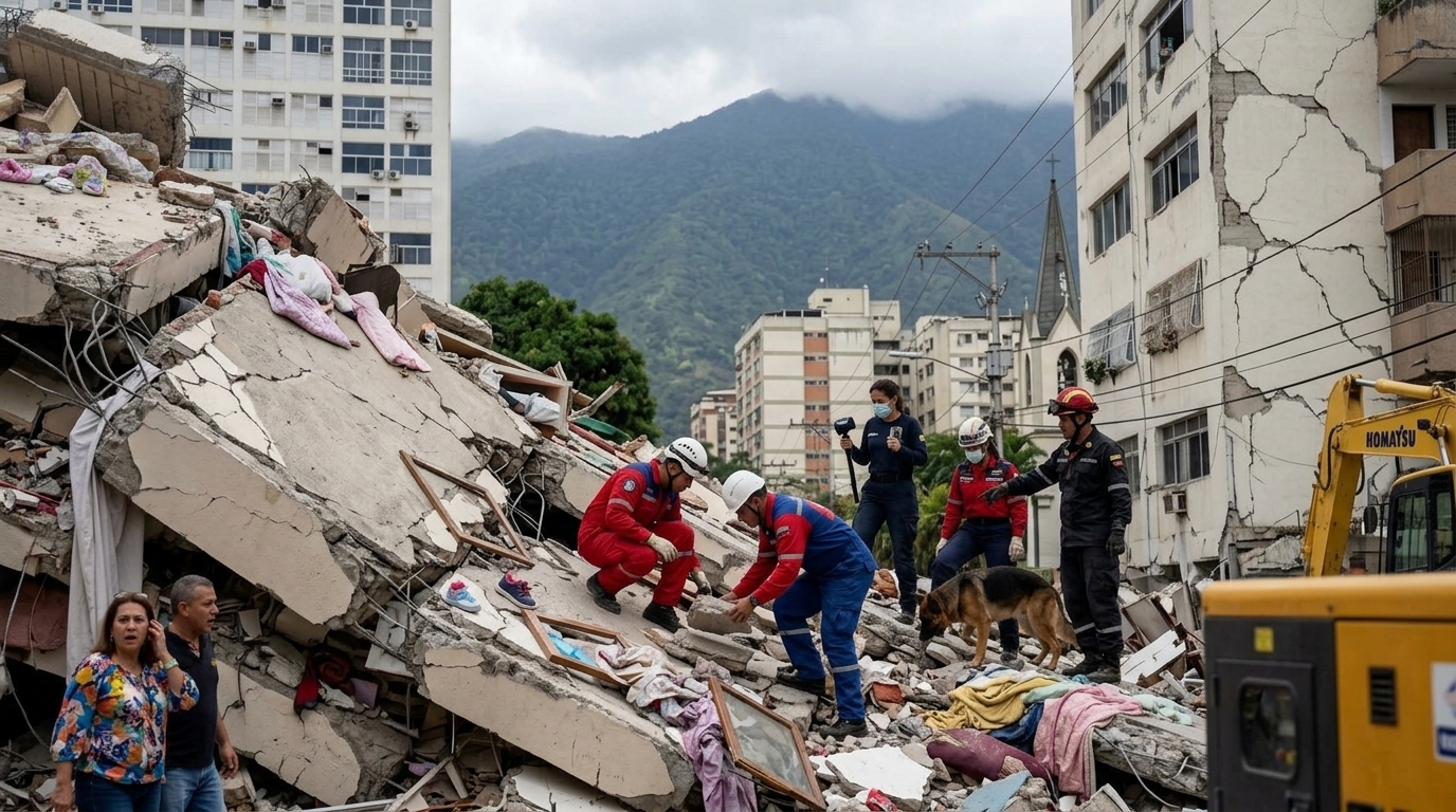 Destruction from the Venezuela earthquake amid the humanitarian crisis.