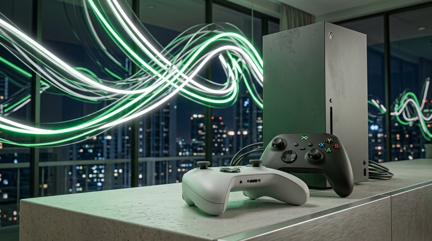 Microsoft Xbox console and AI memory components.