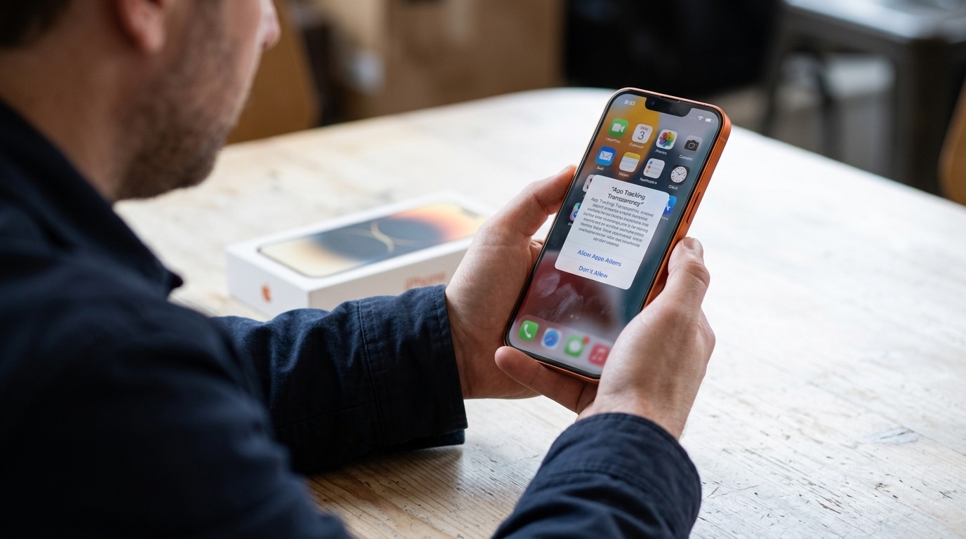 Το μήνυμα App Tracking Transparency της Apple σε οθόνη iPhone.