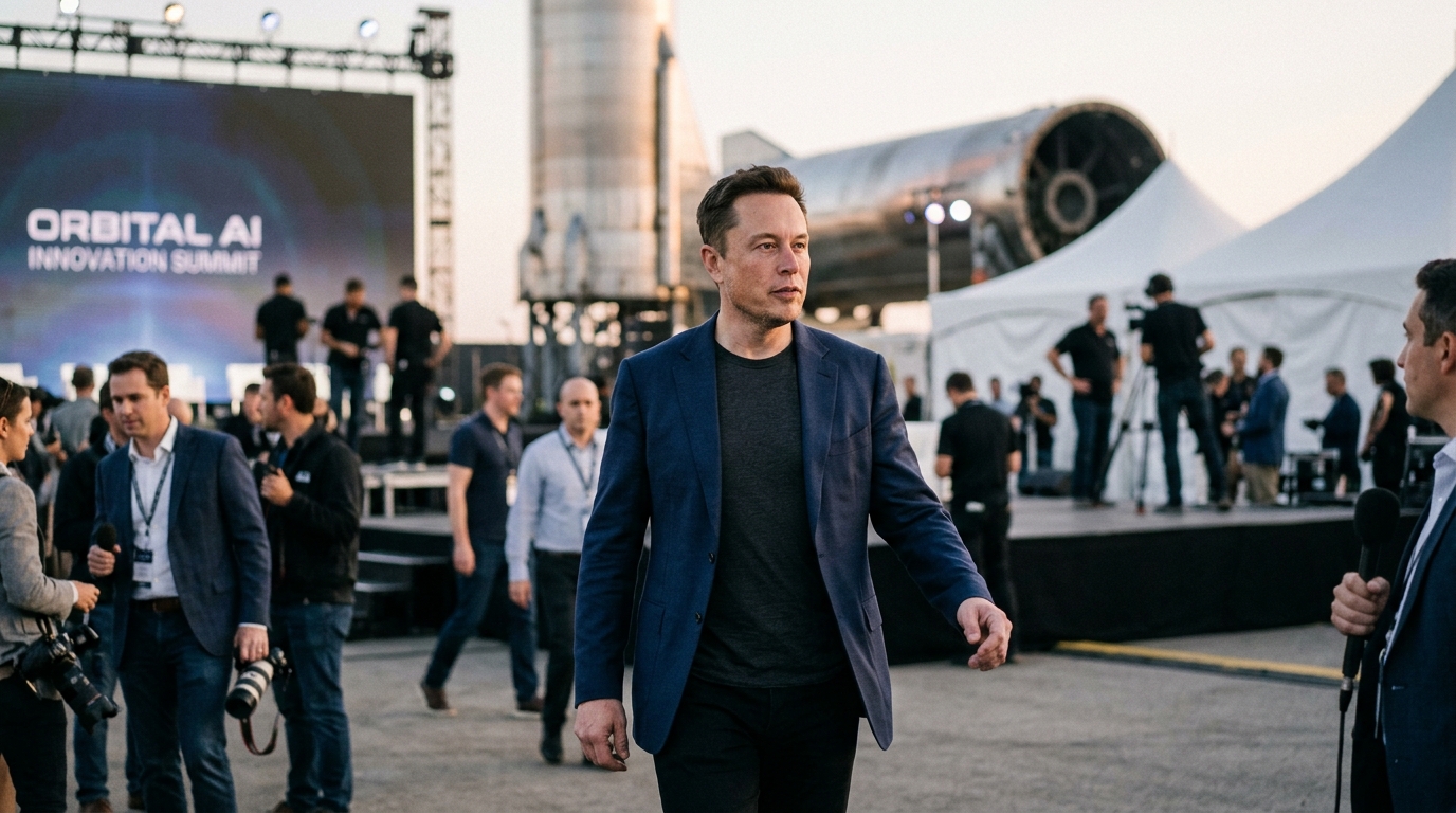 SpaceX rocket with digital artificial intelligence networks in background.
