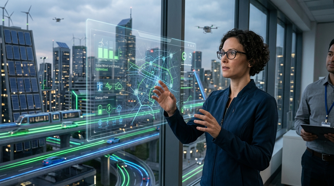 Artificial Intelligence driving the green transition and renewable energy.