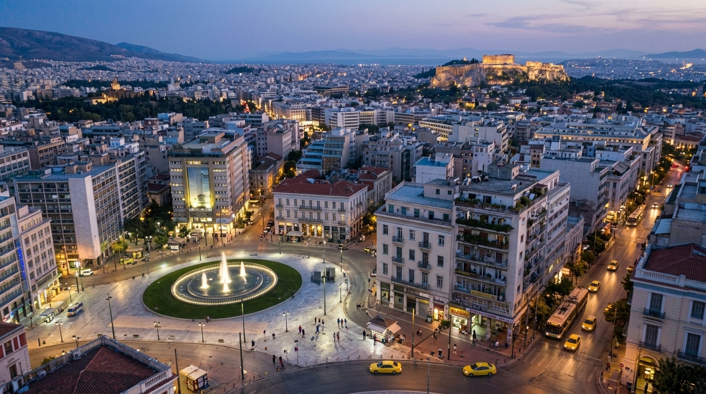 Modern residential buildings representing the Greek real estate market and housing crisis.