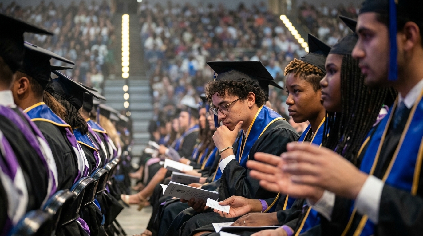 College students studying AI in education and technology