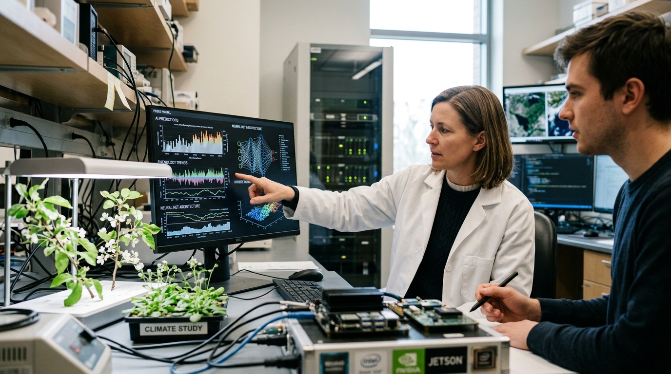 AI-generated visualization of plant flowering cycles impacted by climate change.