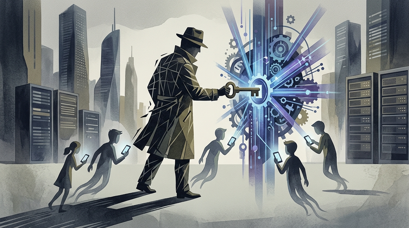 Illustration of Meta AI ethics investigation involving fake teenage profiles and rival chatbot safety.