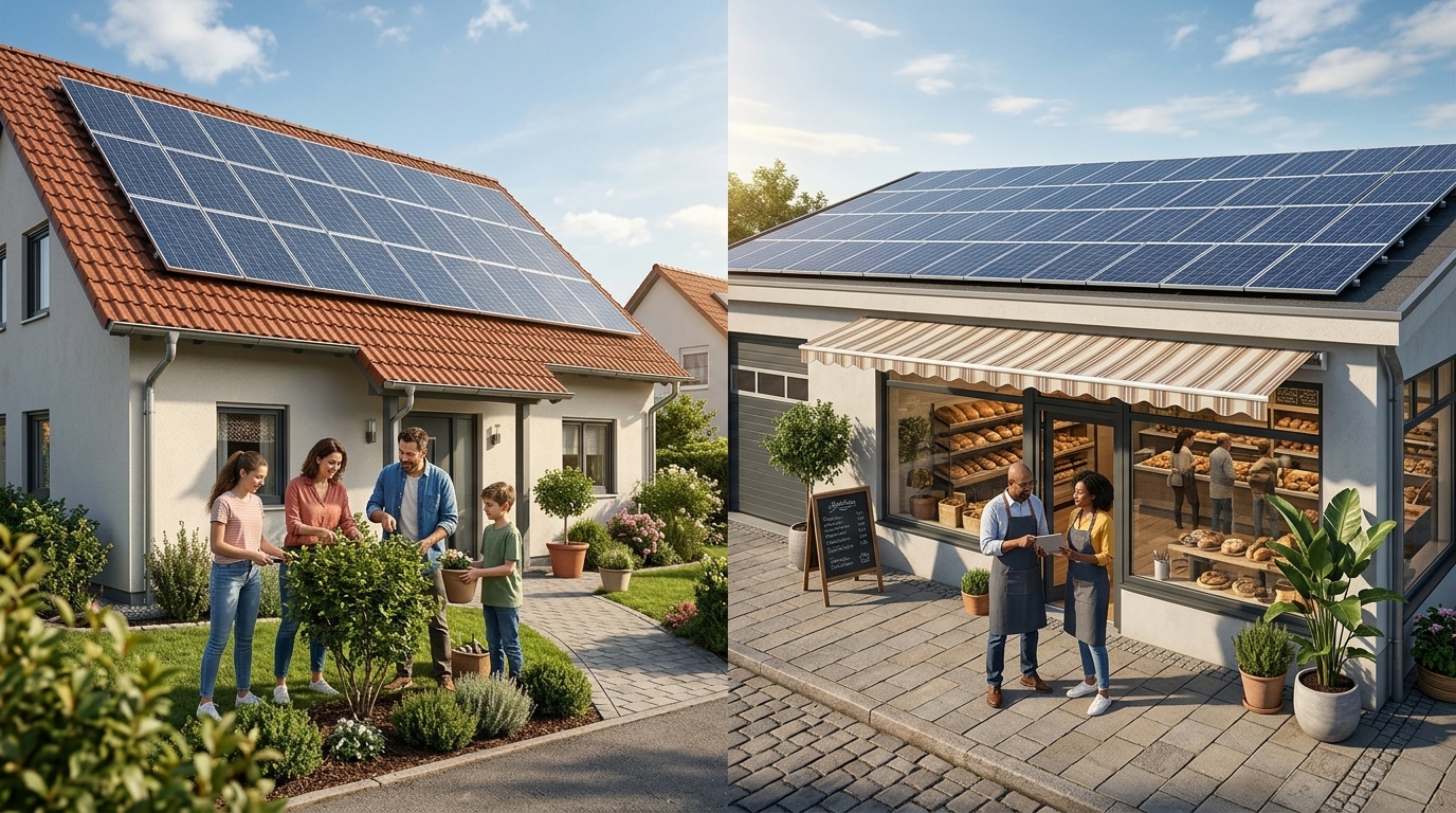 PPC solar panel installation on a residential building rooftop.