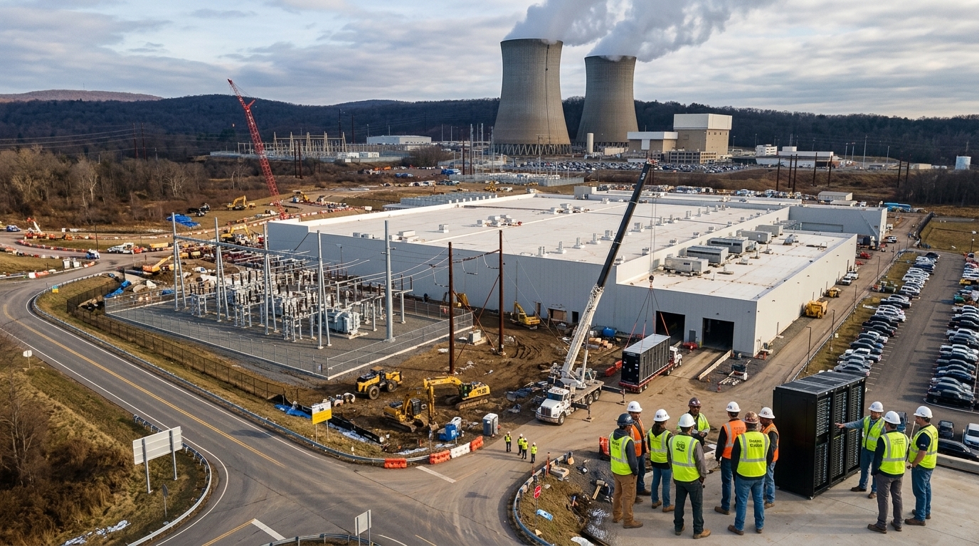 Labor unions and tech companies collaborating on AI data center construction.