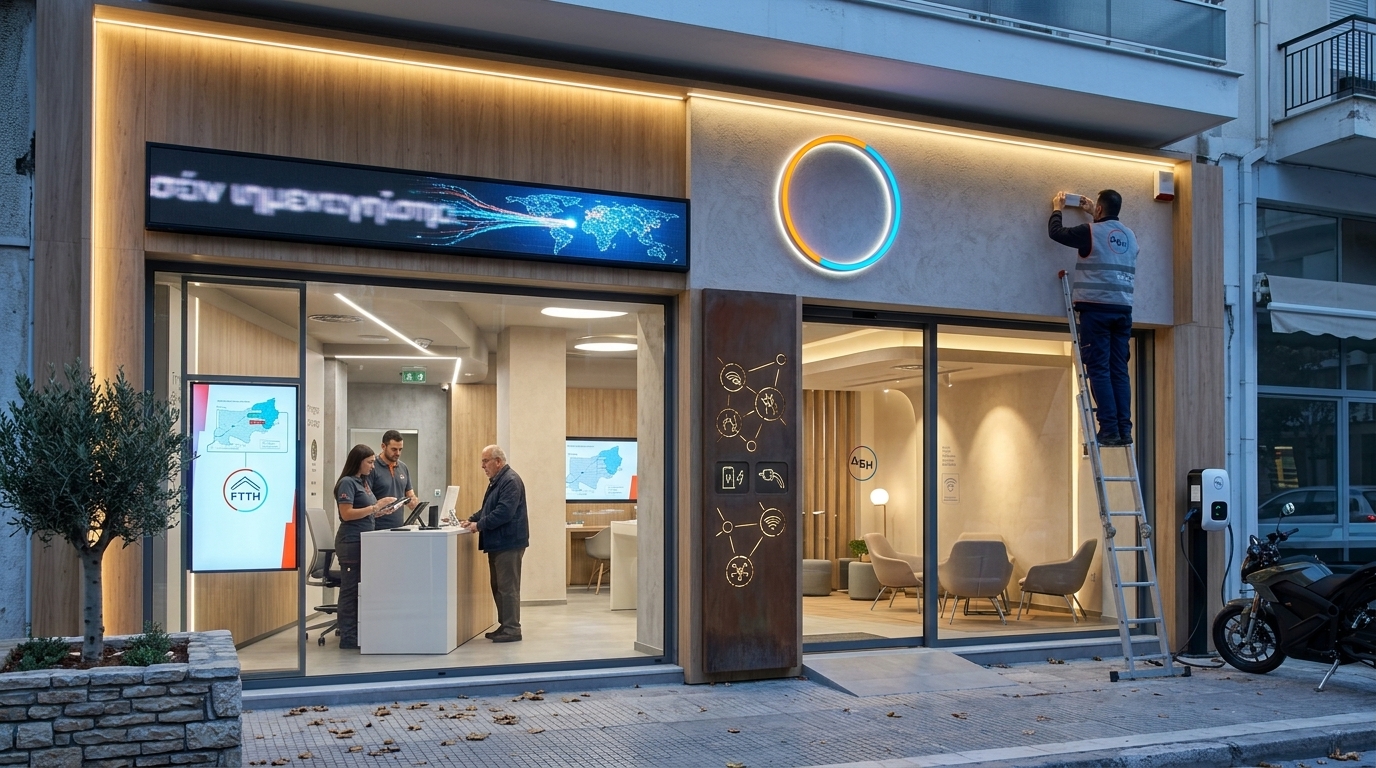 PPC Fiber optic network installation for high-speed internet in Greece.