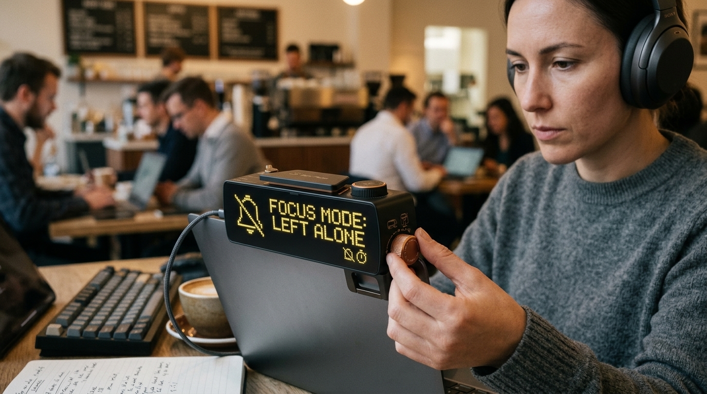 Flipper Devices Busy Bar status light on a desk to improve productivity and focus.