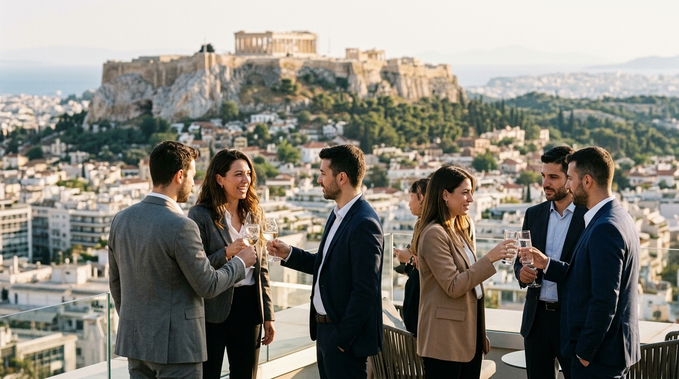 Young entrepreneurs at the Fortune Greece 40under40 event celebrating Greek business leadership.