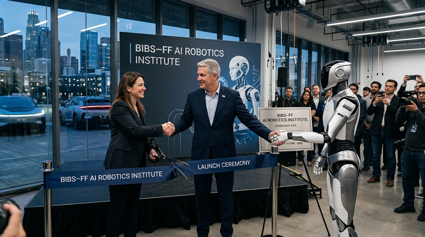 Faraday Future and BIBS-FF AI Robotics Institute logo representing Physical AI innovation.