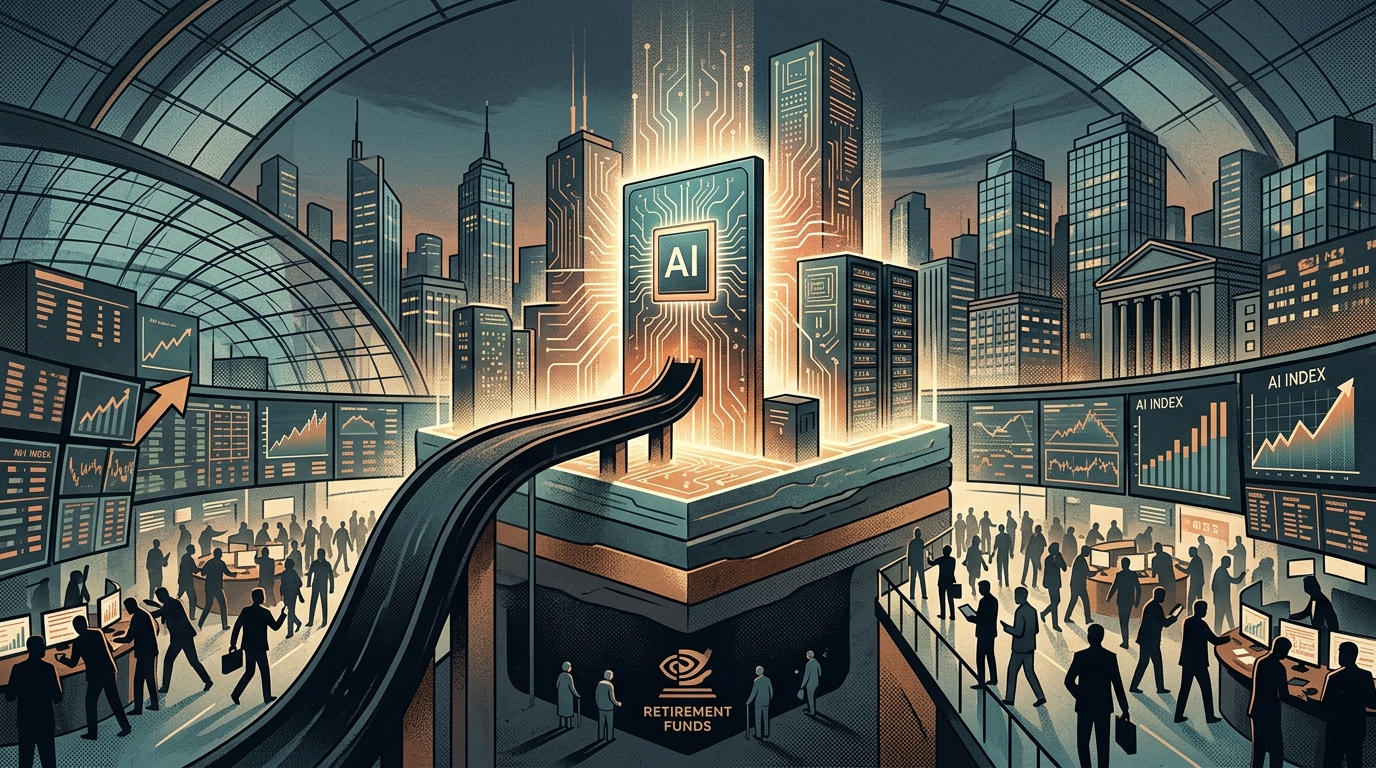 Nvidia logo and financial charts representing AI infrastructure investment.