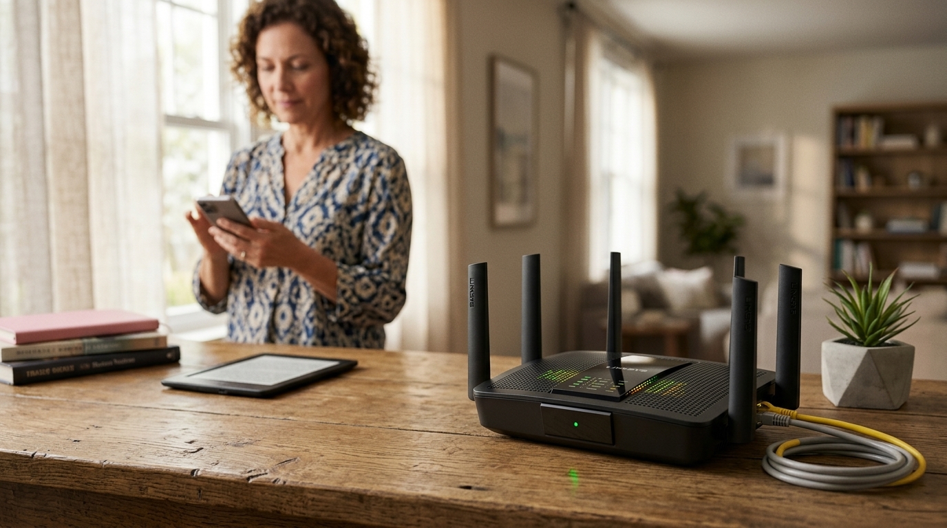 Αφηρημένη απεικόνιση σημάτων Wi-Fi που ανιχνεύουν ανθρώπινη φιγούρα για αναγνώριση μέσω AI.