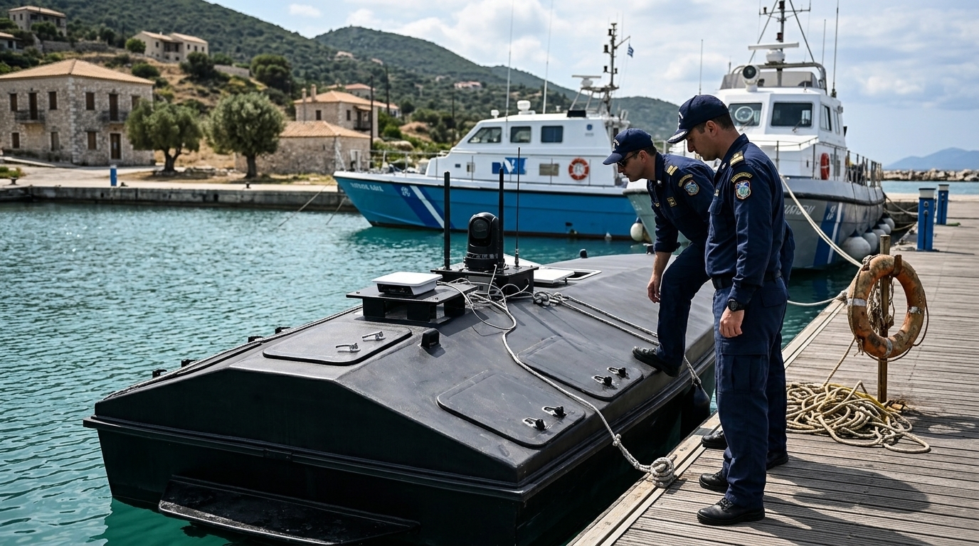 Ukrainian maritime drone discovered on the coast of Lefkada.