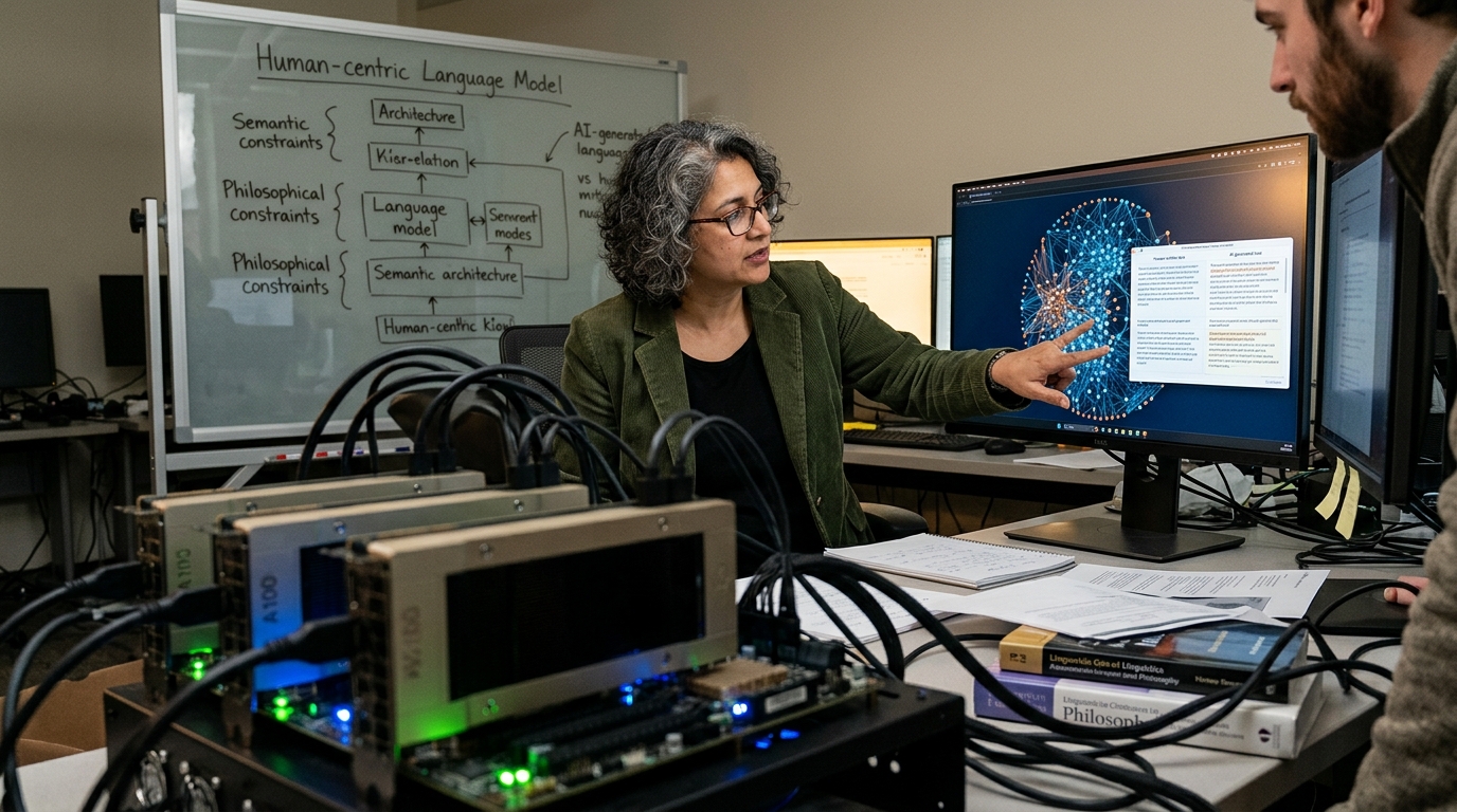 Professor discussing AI humanities and language at Colorado College campus.