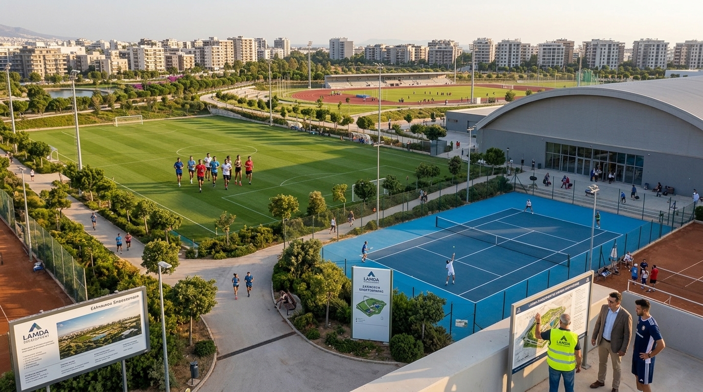 Architectural rendering of the Ellinikon Sports Park by Lamda Development.