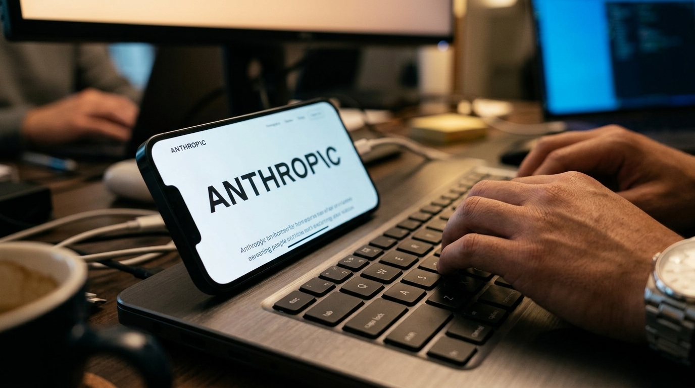 Anthropic logo on a digital stock market display.