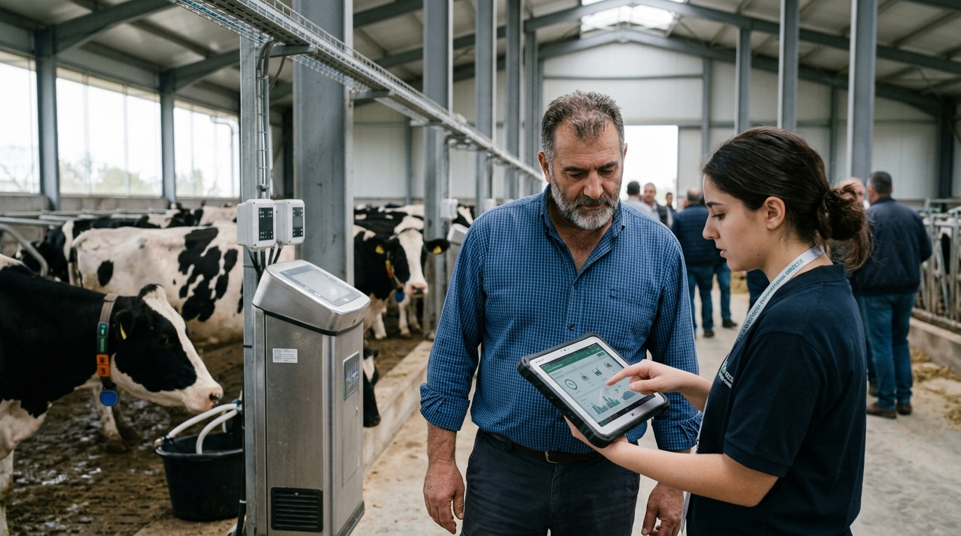 Modern barn featuring artificial intelligence systems at Zootechnia Thessaloniki.