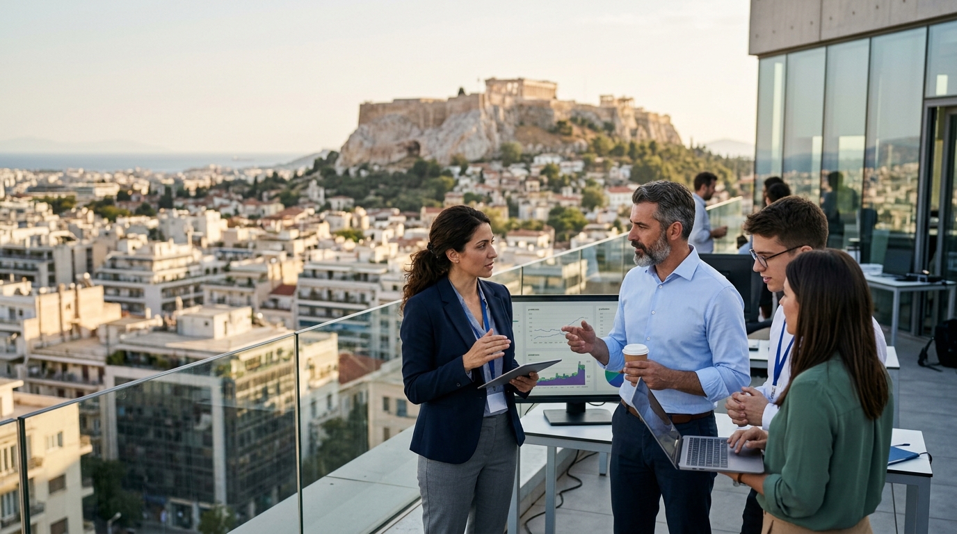 Ψηφιακή απεικόνιση της Πυθίας σε περιβάλλον με αλγορίθμους και Τεχνητή Νοημοσύνη.